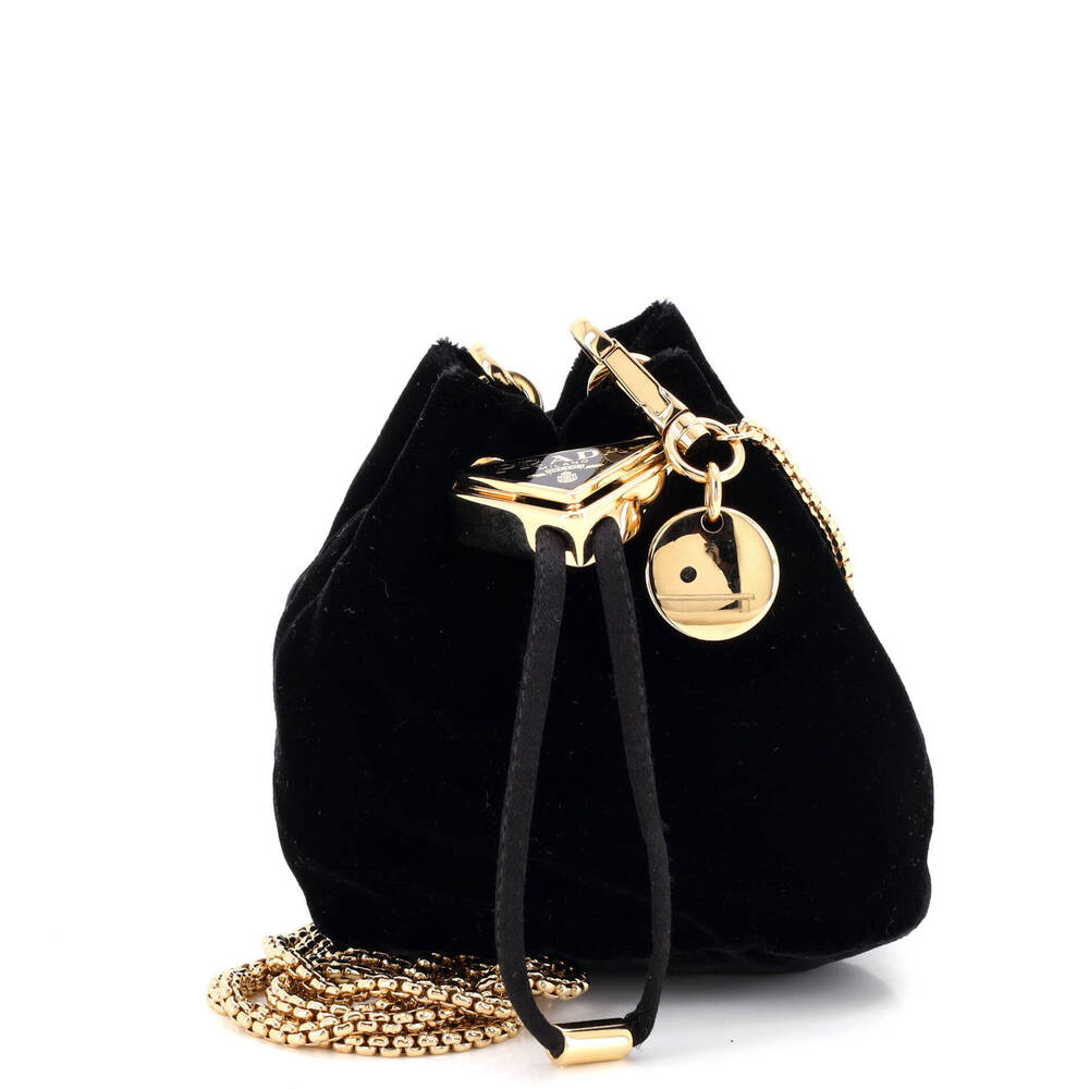 Prada Mini Triangle Logo Drawstring Pouch Bucket Bag Velvet